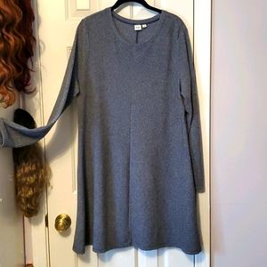 Herringbone Woven Long Sleeved Dress